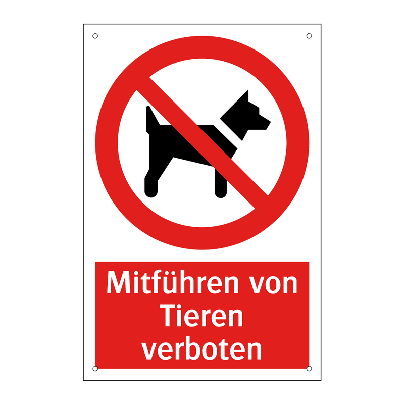 Mitführen von Tieren verboten