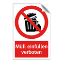 Müll einfüllen verboten