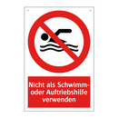 Nicht als Schwimm- oder Auftriebshilfe verwenden