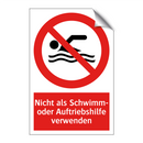 Nicht als Schwimm- oder Auftriebshilfe verwenden