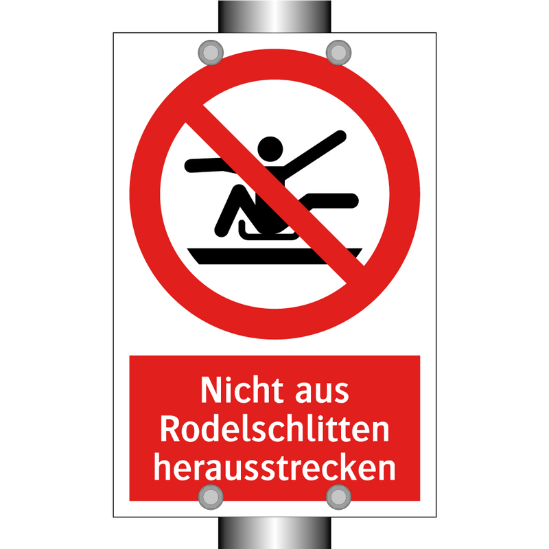 Nicht aus Rodelschlitten herausstrecken