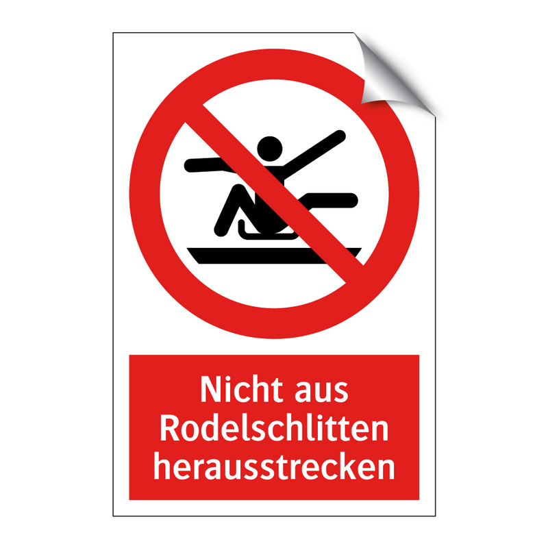 Nicht aus Rodelschlitten herausstrecken