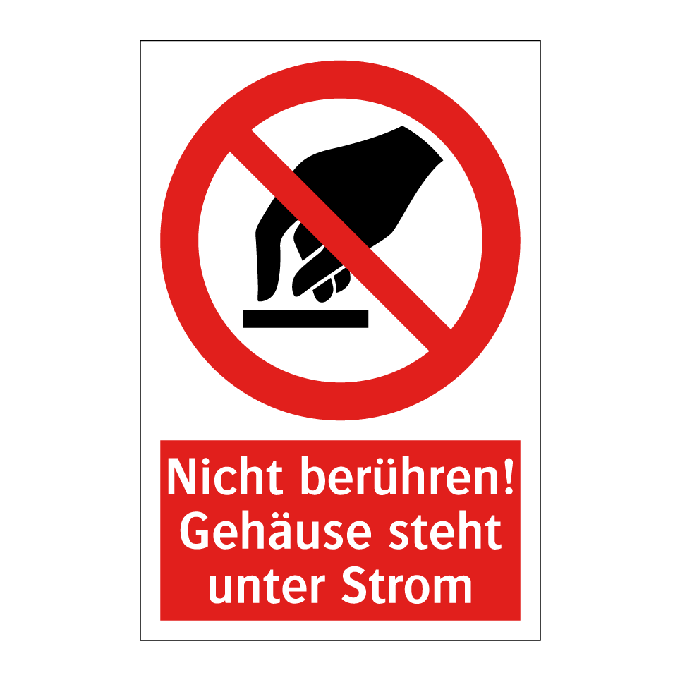 Kauf Nicht berühren! Gehäuse steht unter Strom schild | SignOnline | DE ...