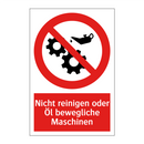 Nicht reinigen oder Öl bewegliche Maschinen