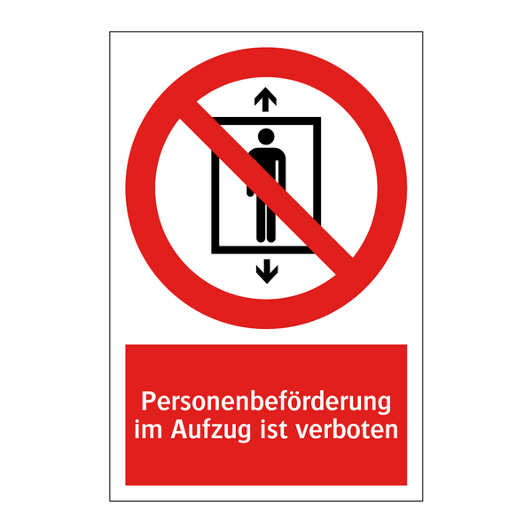 Personenbeförderung im Aufzug ist verboten