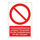 Personenbeförderung verboten! Verwenden Sie die Fernbedienung für den Transport