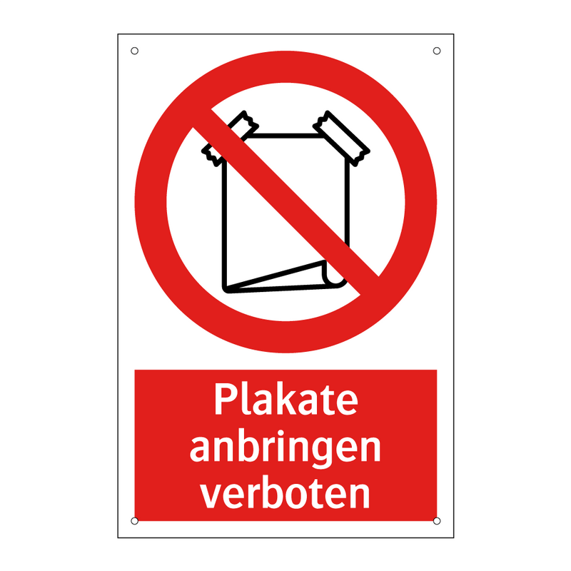 Plakate anbringen verboten