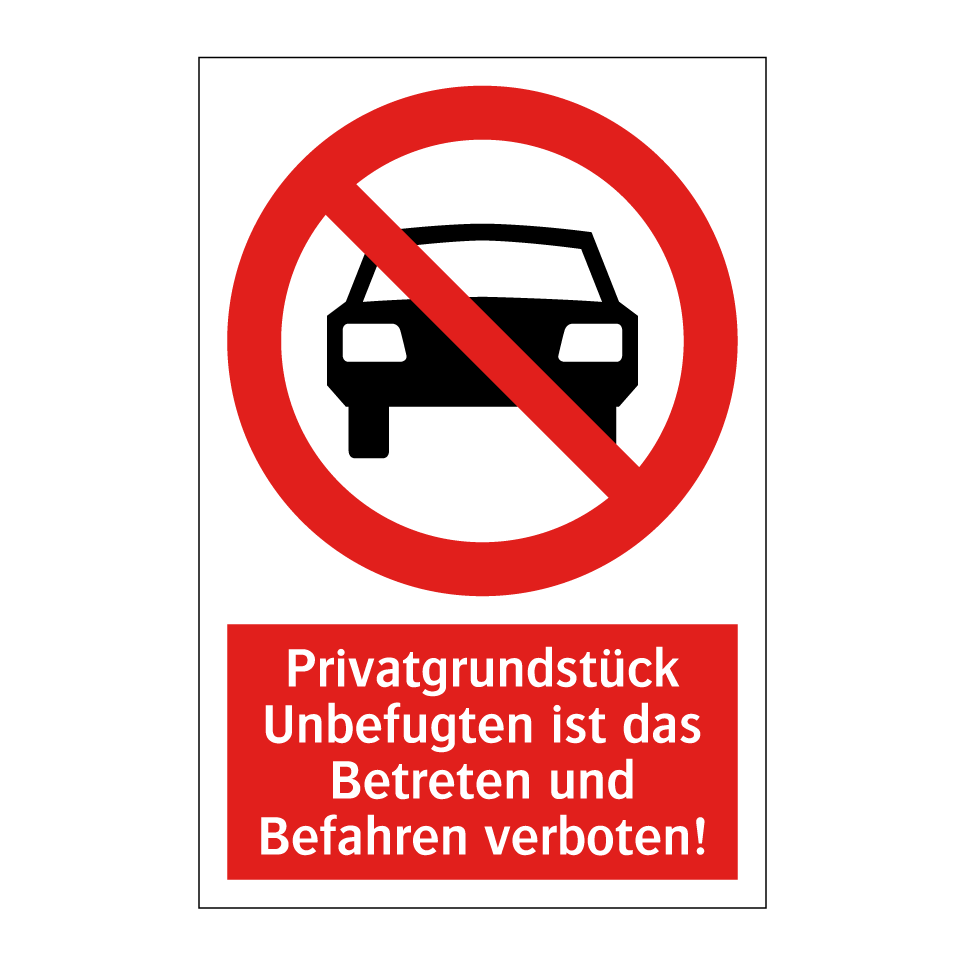 Komma Security Privatgrundstück Schild - 30x20cm, Betreten Verboten, Kunststoff