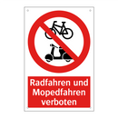 Radfahren und Mopedfahren verboten