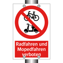 Radfahren und Mopedfahren verboten