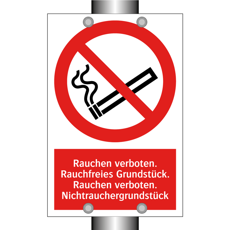 Rauchen verboten. Rauchfreies Grundstück. Rauchen verboten. Nichtrauchergrundstück