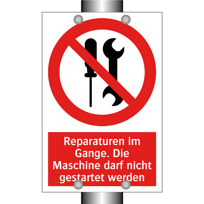 Reparaturen im Gange. Die Maschine darf nicht gestartet werden