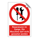 Reparaturen im Gange. Die Maschine darf nicht gestartet werden
