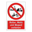 Roller, Mofa und Moped verboten