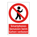 Smartphones benutzen beim Gehen verboten