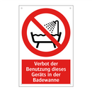 Verbot der Benutzung dieses Geräts in der Badewanne
