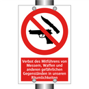 Verbot des Mitführens von Messern, Waffen und anderen gefährlichen Gegenständen in unseren Räumlichkeiten