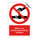 Öffnen von Gasflaschenventilen verboten
