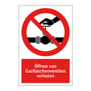 Öffnen von Gasflaschenventilen verboten