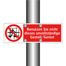 Benutzen Sie nicht dieses unvollständige Gestell/Gerüst