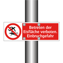 Betreten der Eisfläche verboten. Einbruchgefahr