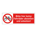 Bitte hier keine Fahrräder abstellen und anketten!