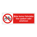 Bitte keine Fahrräder hier parken oder anlehnen