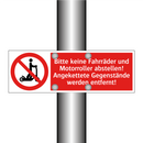 Bitte keine Fahrräder und Motorroller abstellen! Angekettete Gegenstände werden entfernt!