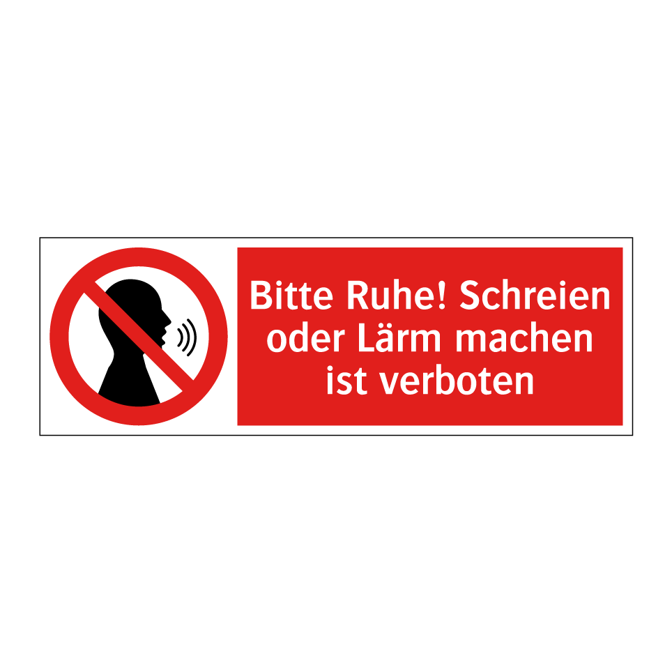 Kauf Bitte Ruhe! Schreien oder Lärm machen ist verboten schild ...