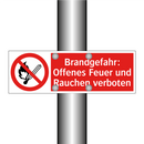 Brandgefahr: Offenes Feuer und Rauchen verboten