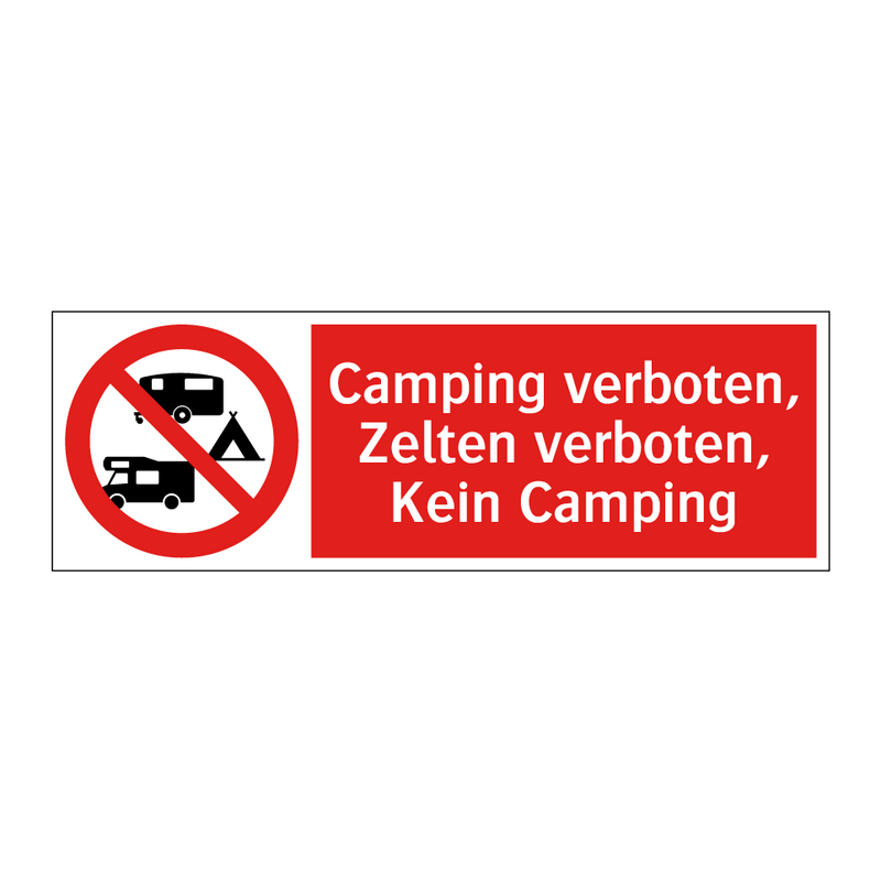 Camping verboten, Zelten verboten, Kein Camping