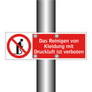 Das Reinigen von Kleidung mit Druckluft ist verboten