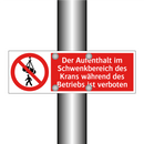 Der Aufenthalt im Schwenkbereich des Krans während des Betriebs ist verboten