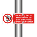 Der Aufzug darf im Brandfall oder bei einer Evakuierung nicht benutzt werden
