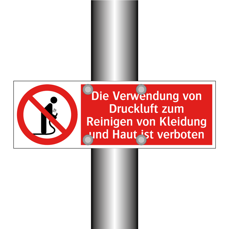 Die Verwendung von Druckluft zum Reinigen von Kleidung und Haut ist verboten