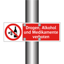 Drogen, Alkohol und Medikamente verboten