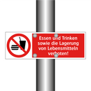 Essen und Trinken sowie die Lagerung von Lebensmitteln verboten!