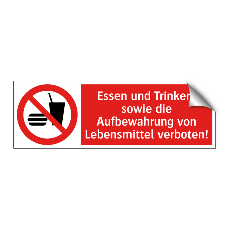 Kauf Essen und Trinken, sowie die Aufbewahrung von Lebensmittel verboten! schild | SignOnline
