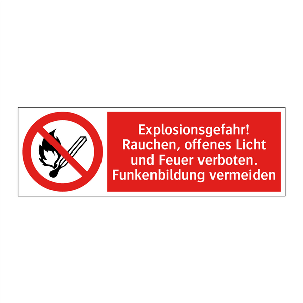 Explosionsgefahr! Rauchen, offenes Licht und Feuer verboten. Funkenbildung vermeiden