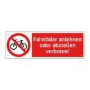 Fahrräder anlehnen oder abstellen verboten!