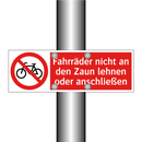 Fahrräder nicht an den Zaun lehnen oder anschließen