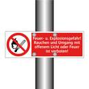 Feuer- u. Explosionsgefahr! Rauchen und Umgang mit offenem Licht oder Feuer ist verboten!