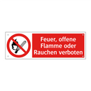 Feuer, offene Flamme oder Rauchen verboten