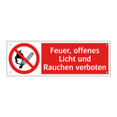 Feuer, offenes Licht und Rauchen verboten