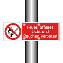 Feuer, offenes Licht und Rauchen verboten