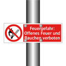 Feuergefahr: Offenes Feuer und Rauchen verboten