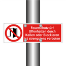 Feuerschutztür! Offenhalten durch Keilen oder Blockieren ist strengstens verboten