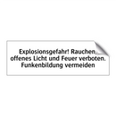 Explosionsgefahr! Rauchen, offenes Licht und Feuer verboten. Funkenbildung vermeiden