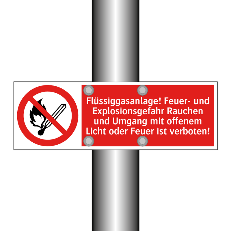 Flüssiggasanlage! Feuer- und Explosionsgefahr Rauchen und Umgang mit offenem Licht oder Feuer ist verboten!