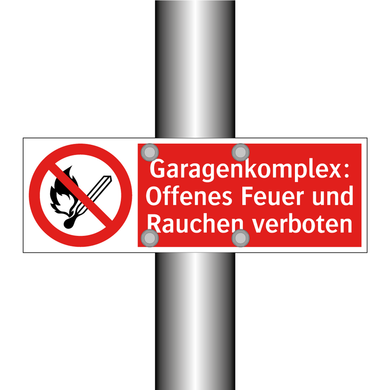 Garagenkomplex: Offenes Feuer und Rauchen verboten